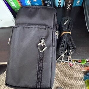 Elegant Black Bag with Heart Zipper